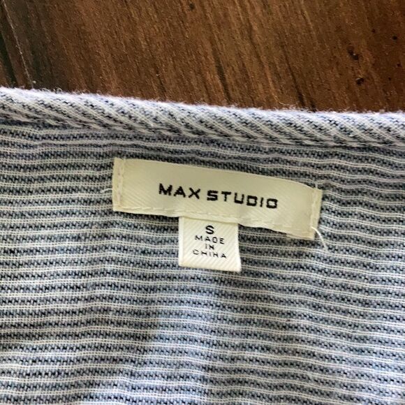 NEW Max Studio Blue and White Stripe Long Sleeve Babydoll Dress Size Small 👗 - Picture 4 of 7